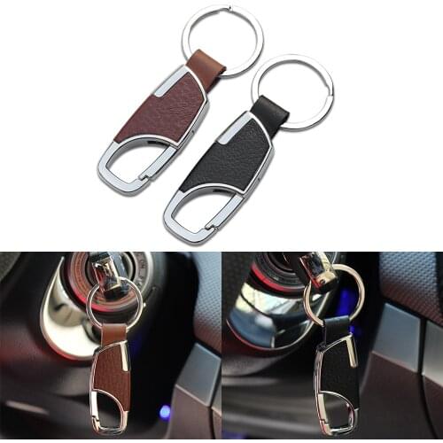 Car Styling Metal Head Layer Cowhide KeyChain For Chevrolet Spark Volt EPICA Malibu Camaro Cobalt Orlando