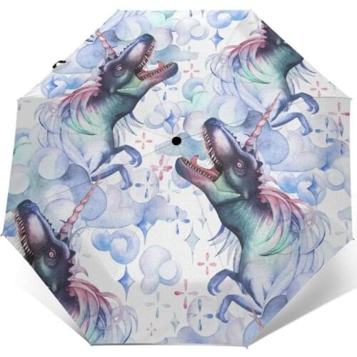 Wind Resistant Folding Automatic Umbrella Women Auto Pastel Color Roaring Dinosaur Windproof Umbrellas Rain For Men Parasol