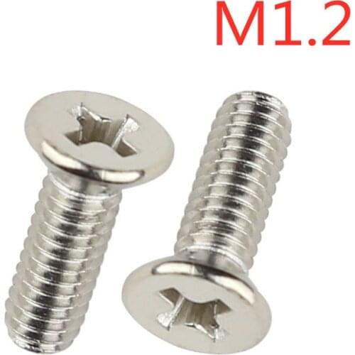 M1.2*2/2.5/3/4/5/6/8 Countersunk head flat philips screw machine screws steel nickel plated KM1.2