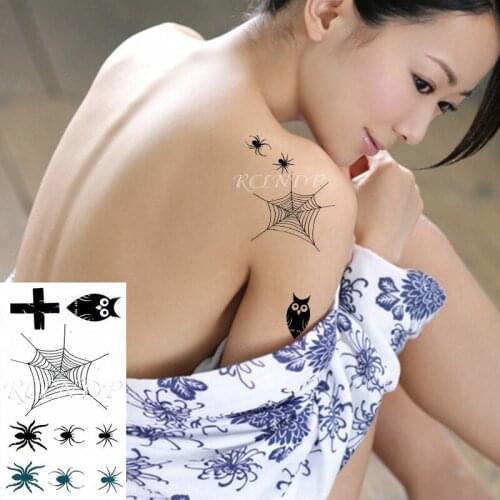 Waterproof Temporary Tattoo Sticker Spider Web Insect Small Cross Fake Tatto Flash Tatoo Small Body Art for Kids Men Women