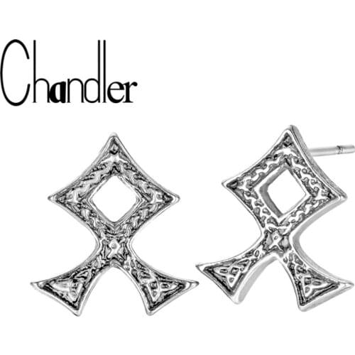 Chandler Gold Odal Rune Cross Earring Amulet Nordic Viking Scandinavia Norse Pagan Talisman Jewelry Celti Knot Black Old Gift
