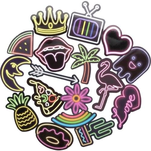 10 Sets = 210PCS Neon Colorful Cartoon Stickers Suitcase Mobile Phone Computer PVC Stickers