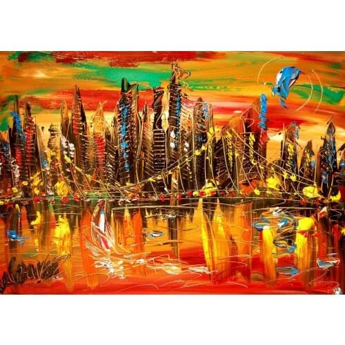 NEW YORK CITY SKYLINE ABSTRACT GLOSSY Art print Silk poster Home Wall Decor
