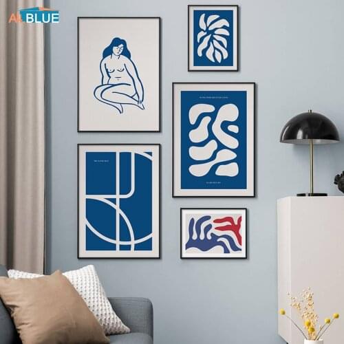 Abstract Poster Botanical Classic Blues Gallery Wall Art Mural Picture Nordic Home Decoration Living Room Print Canvas Painting