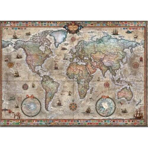 Diamond embroidery abstract Vintage World Map Diamond Embroidery paint by diamonds Full round square Drill 5d DIY Diamond Painti