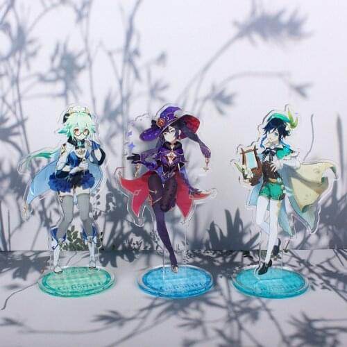 Anime Genshin Impact Acrylic Stand Figure Creativity Desktop Klee Zhongli Venti Standing Plate Decoration Collection Model Toy
