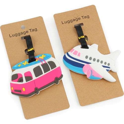 Silica Gel Luggage Tag Airplane Car Pattern Suitcase Luggage ID Address Holder Boarding Tags Travel Accessories