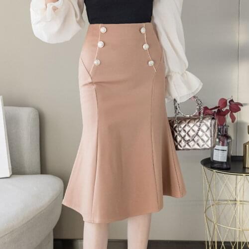 Big Size 4Xl Elegant Korean Women Formal Trumpet Skirt Spring Slim Zipper High Waist Skirt Plus Size 5XL OL Office Lady Skirts