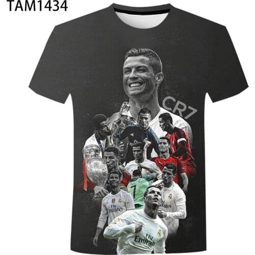 Ronaldo Summer Short Sleeve T-shirt Mens and Womens Cotton 3D Students Harajuku Cool Euro American Trend Sweatshirt