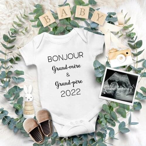Pregnancy Announcement Baby Bodysuit Hello Grandma and Grandpa Newborn Coming Soon 2022 Infant Jumpsuit Boy Girl Outfits Clothes