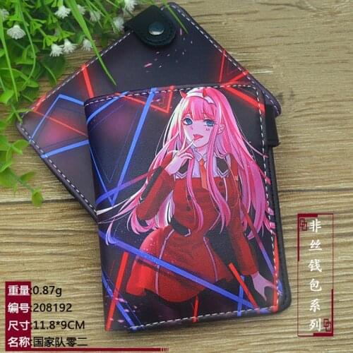 DARLING In The FRANXX HIRO ZERO TWO Button Wallet Zipper Coin Card Purse