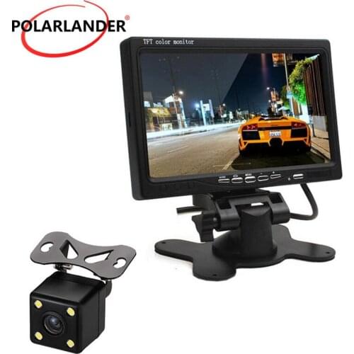 HD 7 Inch LCD Display Night Vision Color Screen Backup Reverse Radar Camera DVD VCR Car Monitor With LED Lights Parking System