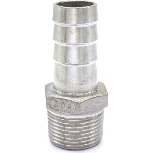 3/4" BSPT Male x 20mm Hose Barbed 304 Stainless Steel Pipe Fitting Hose tail Connector