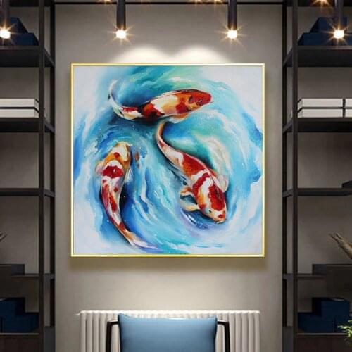 Canvas Painting Modern Art Koi Watercolor Painting Posters Prints Wall Art Picture Quadro Living Room Home Decorative Paintings