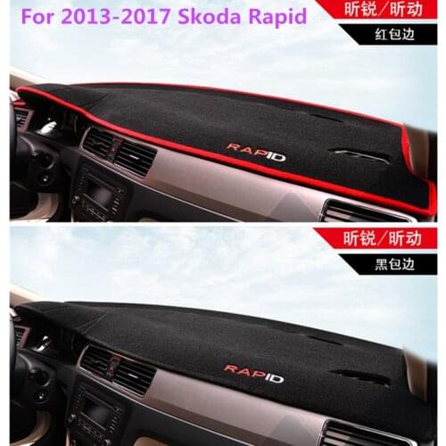 Car Dashboard Cover Mats Avoid Light Pad Instrument Platform Desk Carpets For 2013-2017 Skoda Rapid Auto Accessories