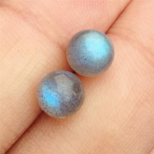 Beautiful Natural labradorite Stud earrings ball S925 Silver quartz crystal A pair of earrings Gray moonstone Women gift