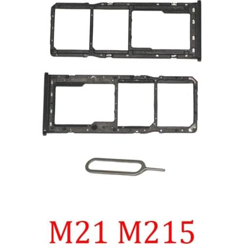 SIM Card Tray Slot For Samsung Galaxy M21 M215F M215F/DS M215F/DSN Original Phone New SIM Chip Card Adapter Holder Black + Pin