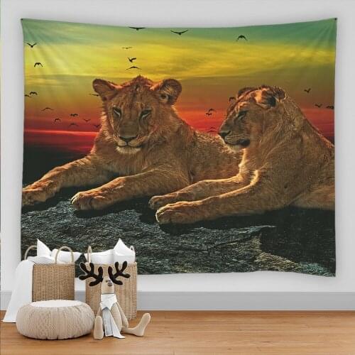 Lion Tapestry Tiger Elephant Animal Tapestry Wall Hanging Tapestries Boho Decoration Home Decor Bedroom Wall Rug Couch Blankets