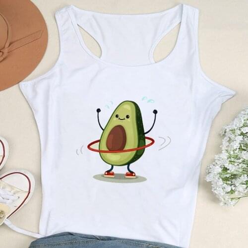 Summer Cute Fitness Avocado Print Women Sexy Vest T-Shirt Camisole Streetwear Harajuku Casual Sleeveless Female Tank Tops