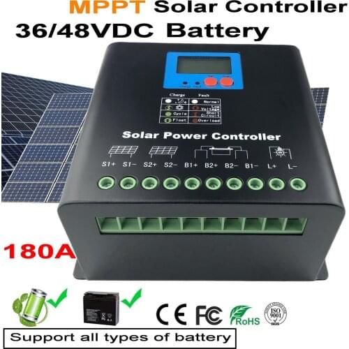 MPPT 180A 36V 48V Solar Charge Controller Backlight LCD Solar Regulator 36V 48V for all type battery Connector