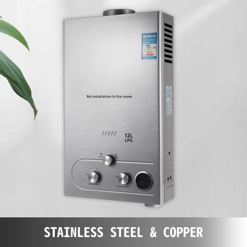 Hot Water Heater 12L LPG Natural Gas Propane Water Heater Tankless Instant Boiler with Shower Head and LCD Display
