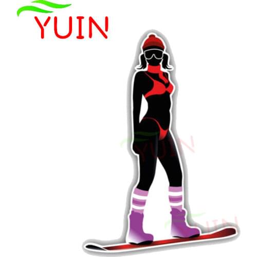 Personality Woman Snowboard Car Sticker Fashion Graphic Decoration Accessories PVC Motorcycle Waterproof Sunscreen Decal 13*9cm