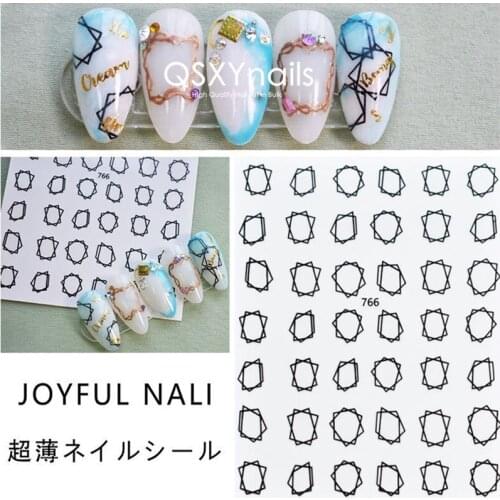 WHOLESALE 50pcs Square Print Nail Art Sticker Holographic Gold Silver Geometry Adhesive Decals for Nail Art Decoration Manicure