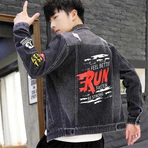 New 2020 Fashion Casual street denim jacket mens Korean Slim spring autumn beggar ripped clothes handsome teenagers jacket men