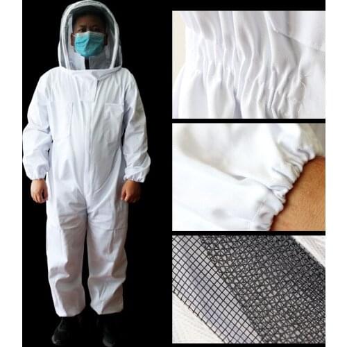 1set Beekeeping Clothes Full Body Professional Beekeepers Clothes Bee Protection Beekeeping Suit Safty Veil Hat Dress