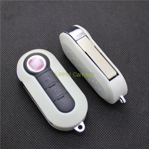 PINECONE Key Case for FIAT 500 PANDA PUNTO BRAVO Car Key 3 Buttons Uncut Brass Blade Remote Rice White Key Shell Cover 1PC