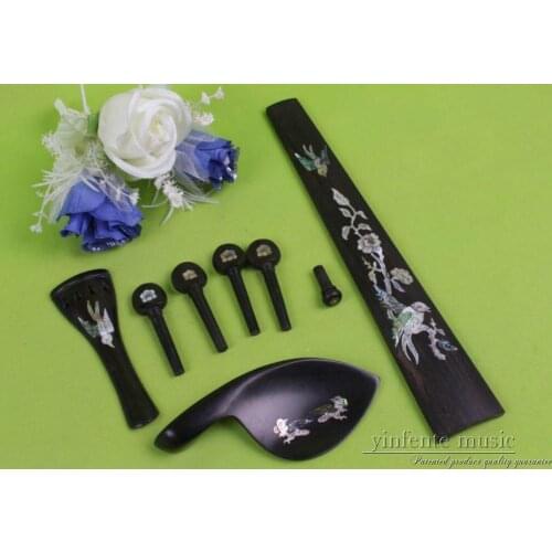 Full Size 4/4 violin tailpiece peg End pin chin rest Fingerboard Pearl Inlaid pattern Violin Kit & accessories