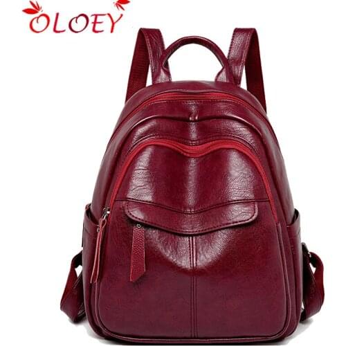 New Women Leather Backpack Preppy vintage Ladies Bagpack Sac A Dos mochila mujer Travel Backpack school bags for teenage girls