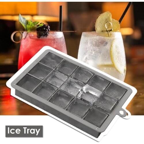 15 Grid Food Grade Silicone Ice Tray Home with Lid DIY Ice Cube Mold Square Shape Ice Cream Maker Kitchen Bar Accessories