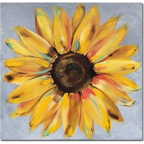 Modern Abstract Wall Art Yellow Sunflowers Oil Paintings Nordic Square Canvas Posters Prints Living Room Bedroom Decoration