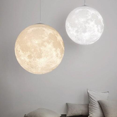 Modern 3D Printing Moon Medal LED Pendant Light Lighting for Bedside Bedroom Office Study Living Room Indoor Decor Hanging Lamp