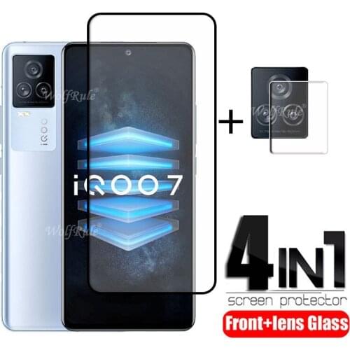 4-in-1 Full Cover Glass For iQOO 7 Glass For iQOO 7 Tempered Glass Flim Protective Screen Protector For iQOO 7 iQOO7 Lens Glass