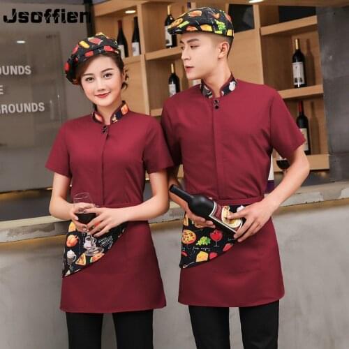 Hotel Restaurant Waiter Uniform Cafe Clearner Overalls Summer Dress Catering Staff Work Wear Chiense Hot Pot Waitress Uniform