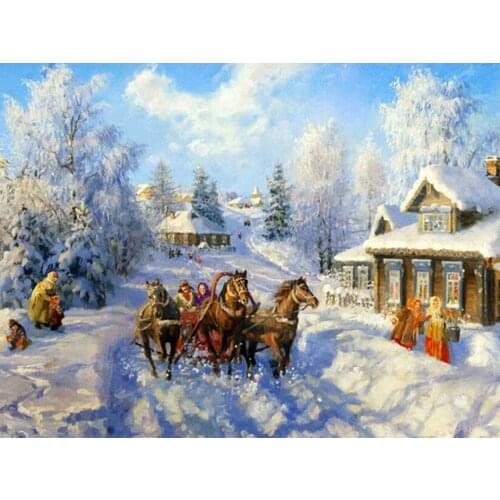 B422 11CT/14CT/18CT/25CT/28CT oil street patterns Counted Cross Stitch DIY Cross Stitch Kits Embroidery Needlework Sets