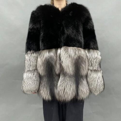 Womens Winter Jackets 2021 Thick Warm Luxury Silver Fox Fur Jacket Black Short Natural Fox Fur Coat Women