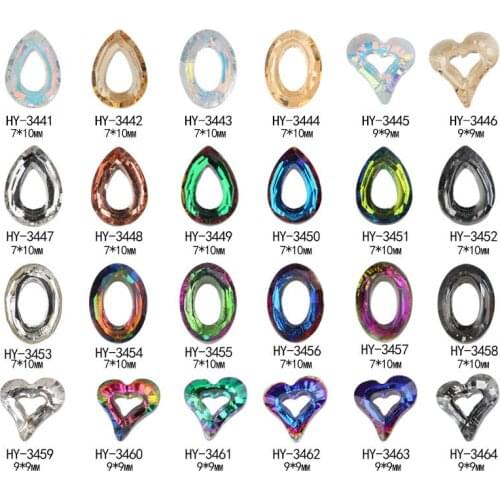 10pcs/lot,Oval/Heart/Water Drop Shapes Nail Art 3d Angle Rings Multicolored Crystals Iridescent Rainbow Colors Tips Decorations