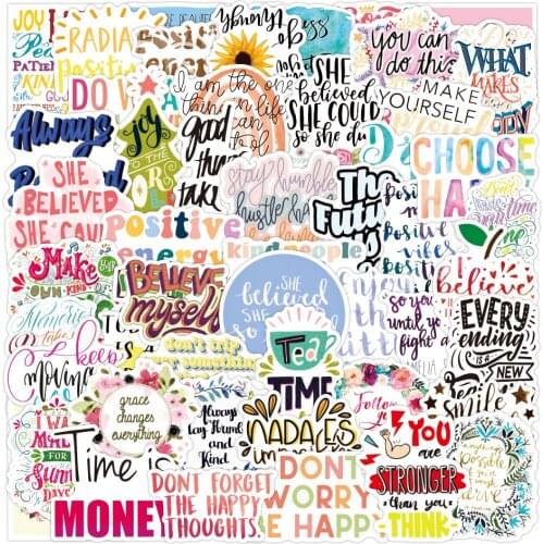 50PCS Motivational Phrases Sticker Inspirational Life Quotes Stationery Laptop Study Room Scrapbooking Graffiti Decals Stickers