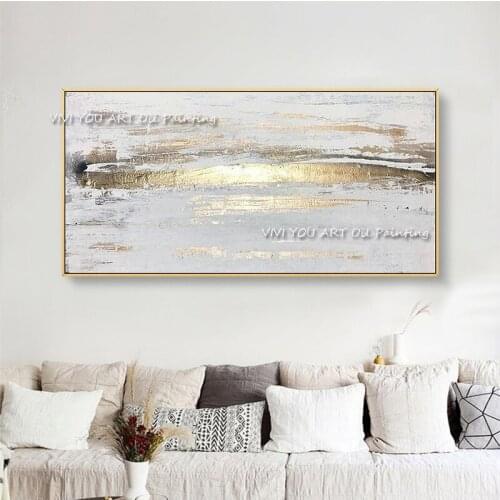 100% Handmade Abstract Gold Canvas Painting Nordic Modern Canvas Art for Living Room Fashion Wall Art Picture