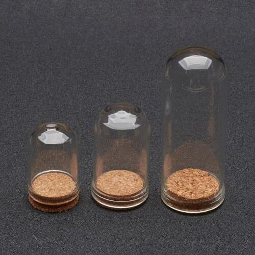100pcs Clear Glass Dome Cloche Cover Bell Jar with Cork Base For Jewelry Beads Container Dried Flower Display Decoration