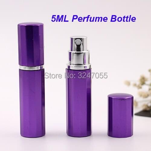 5ML Purple Aluminum Spray Perfume Container, High Quality Portable Travel Metal Scent Bottle, Beauty Perfume Spray Bottle