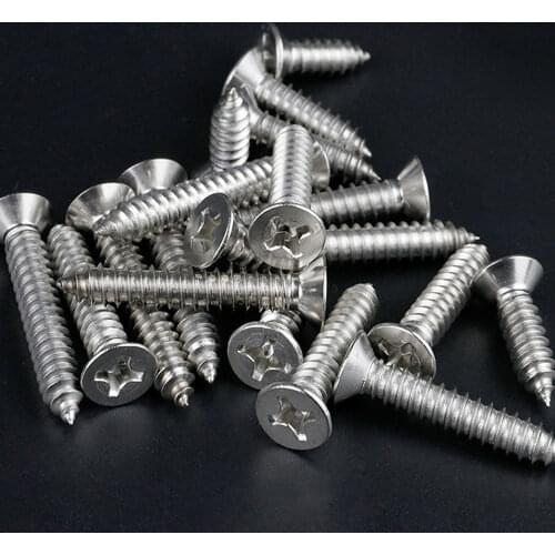 50pcs Mini 304 stainless steel Cross Phillips Flat Countersunk Head Self-tapping Wood Screw M1 M1.2 M1.4 M1.7 M2 M2.6 M3 M3.5 M4