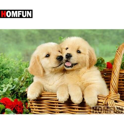 HOMFUN Full Square/Round Drill 5D DIY Diamond Painting "Animal dog" Embroidery Cross Stitch 5D Home Decor Gift A08691