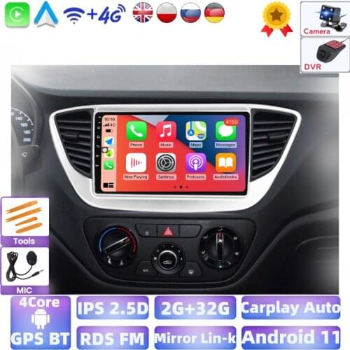 Android For HYUNDAI Solaris Verna Accent 2017 2018 Multimedia Stereo Car Player Navigation GPS Radio Support Wifi Function BT