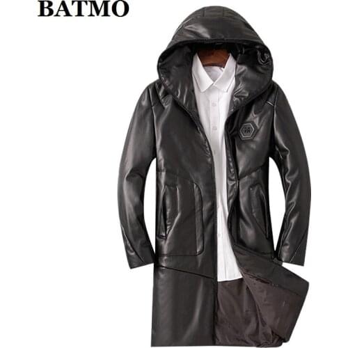 BATMO 2020 new arrival winter high quality 95% white duck down hooded jackets men,PU parkas men,size L-5XL AL31