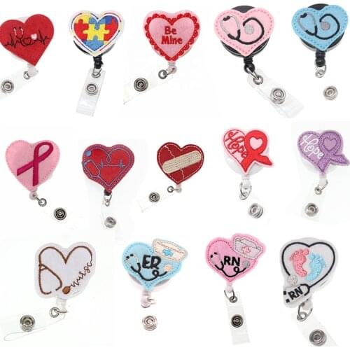 Free shipping mix styles medical black magical lady girl nursing nurse doctor felt Retractable Badge Holder reel accessories