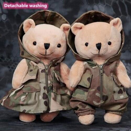 Men Women Backpack Pendant Camouflage Bear Army Fans Training Hunting Vest Hanging Accessory Tactical Doll Bear Removable Washed